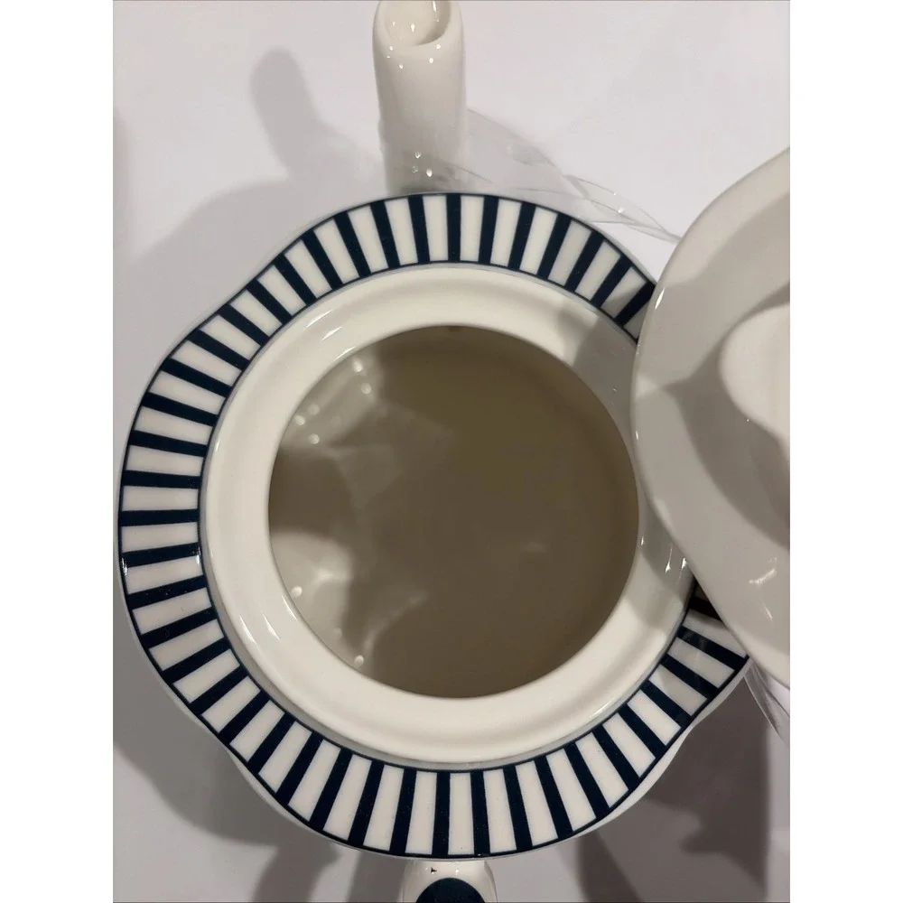 Monterey Bay‎ Dark Blue Stripes Fine Porcelain Teapot & Lid Large B81